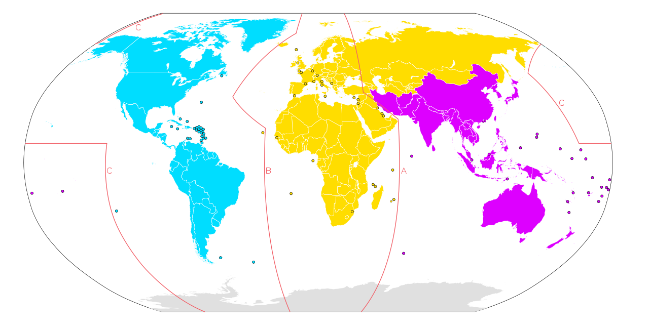 Sub-GHz networking frequencies are different in different parts of the world